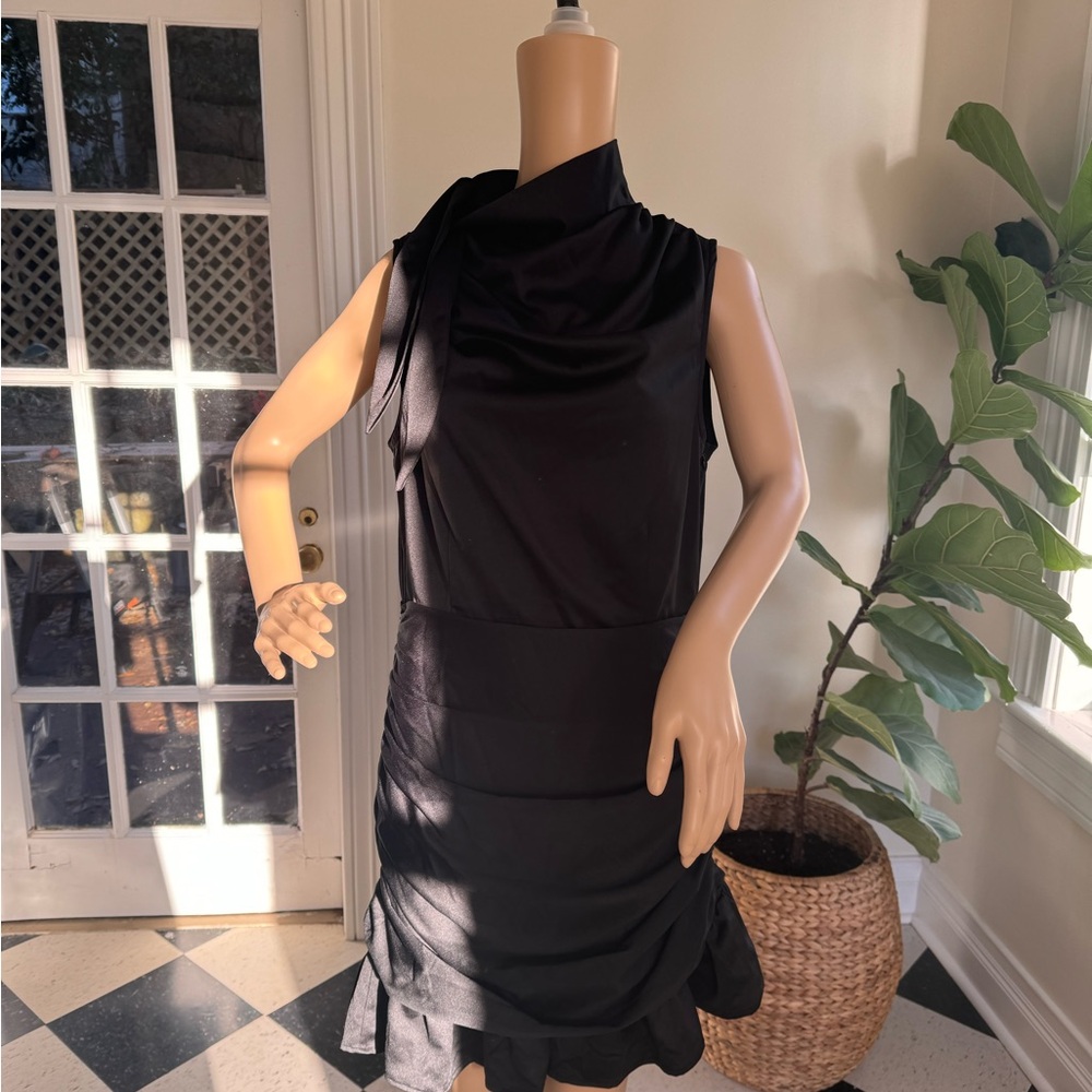 TCEC Black Satin Mini Dress NWT